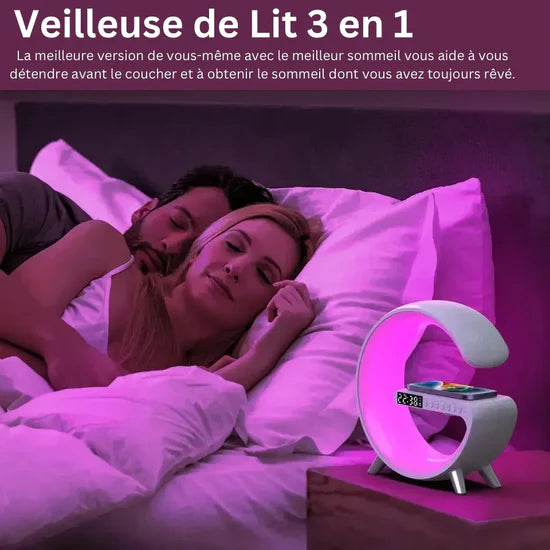 Lampe LED Multifonctionnelle 3‑en‑1 — Éclairage, Son & Charge Sans Fil