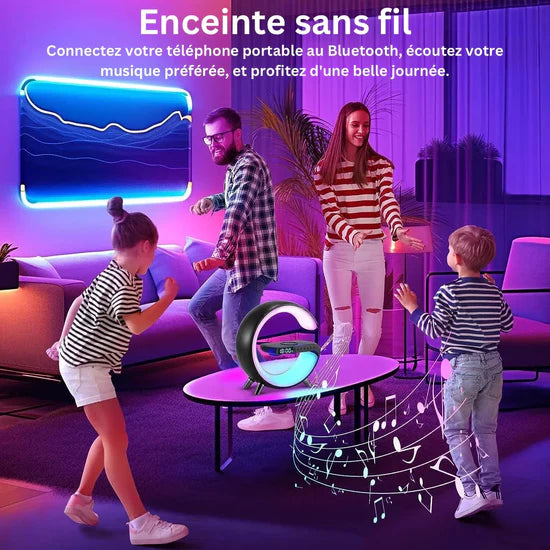 Lampe LED Multifonctionnelle 3‑en‑1 — Éclairage, Son & Charge Sans Fil