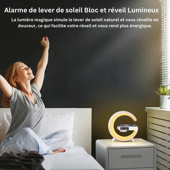 Lampe LED Multifonctionnelle 3‑en‑1 — Éclairage, Son & Charge Sans Fil